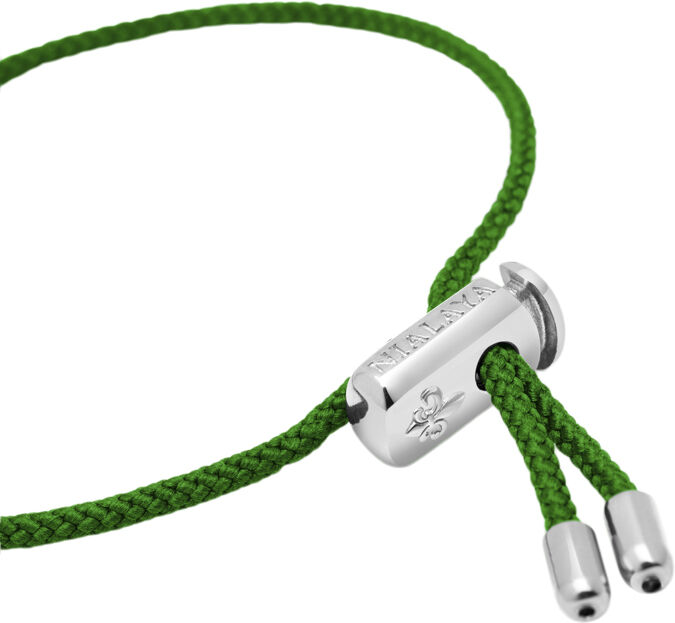 Men's Green String Bracelet with Adjustable Stainless Steel Lock