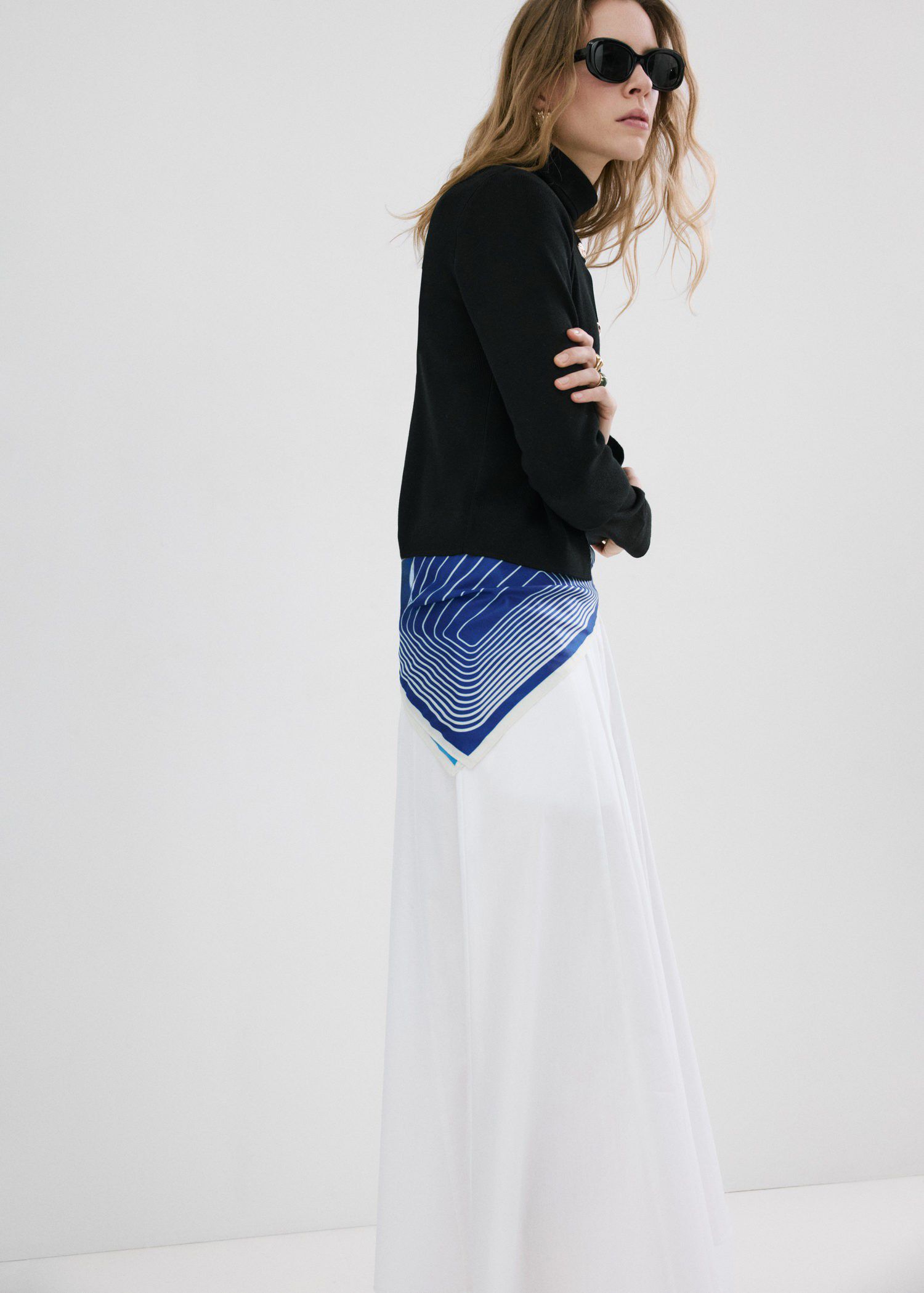 Satin check-print scarf