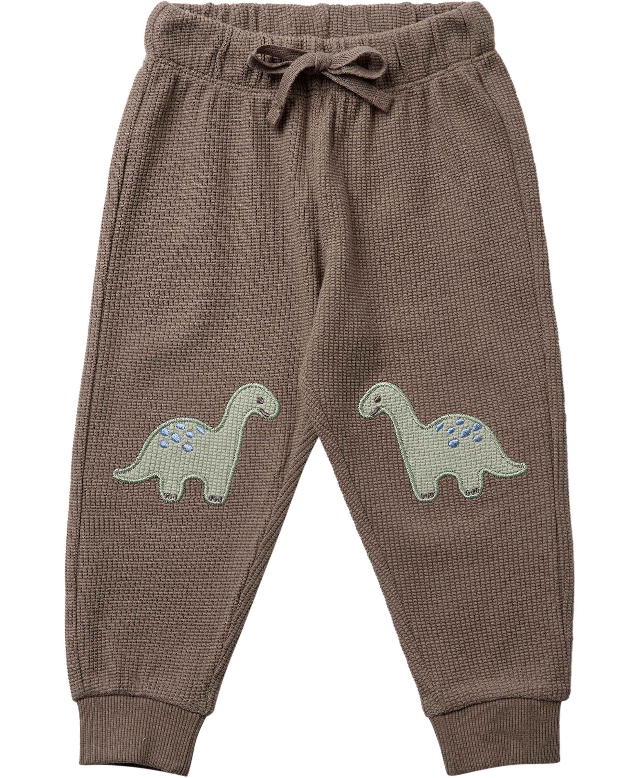 Joggers in waffled cotton with appl
