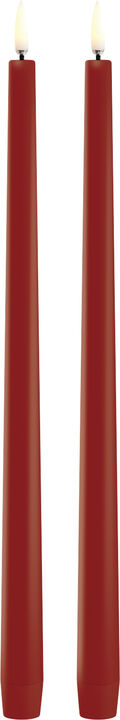LED slim taper candle, Red, Smooth, 2-pack, 2,3x32 cm