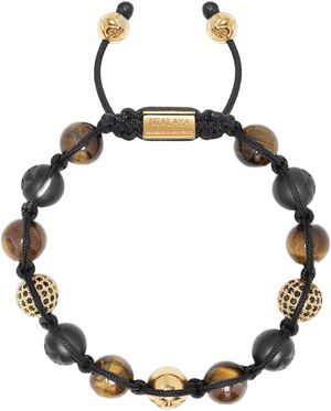 Men's Beaded Bracelet with Matte Black Ceramic Beads, Tiger