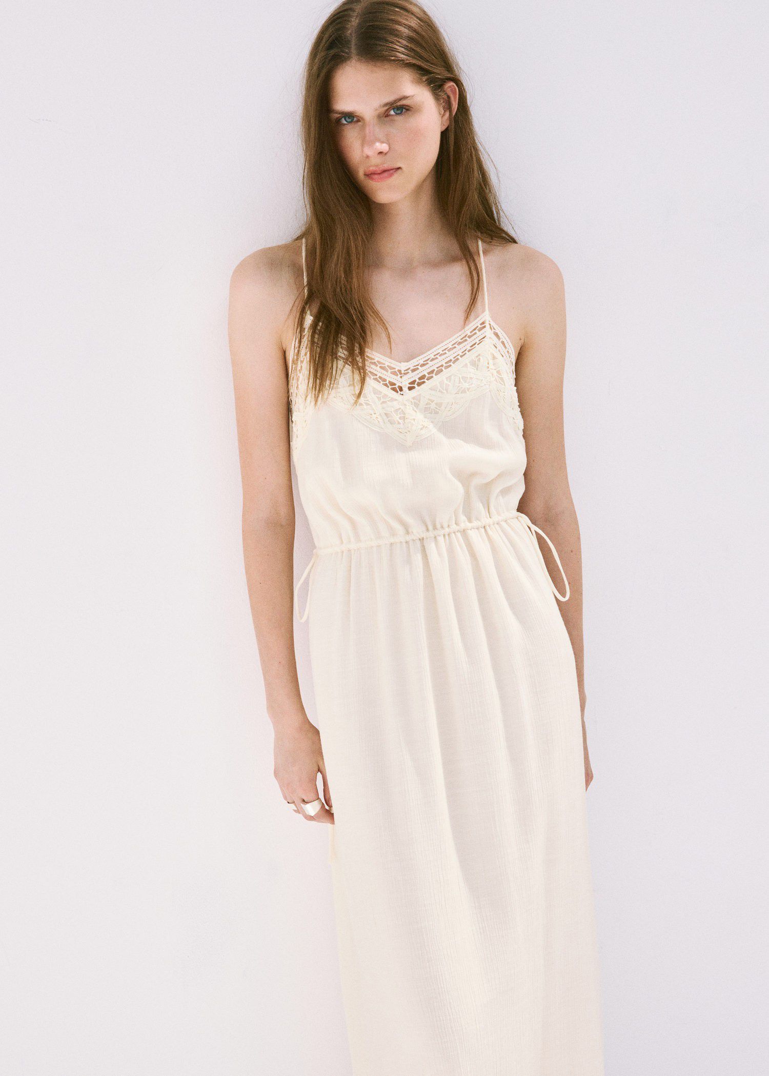 Embroidered cutwork crinkle dress