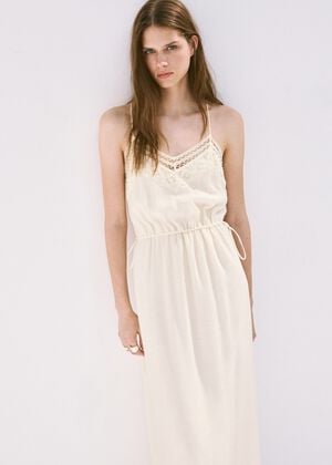 Embroidered cutwork crinkle dress