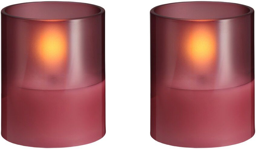 Moods & More - LED glass candle, Hurricane, Vintage rose, 2-