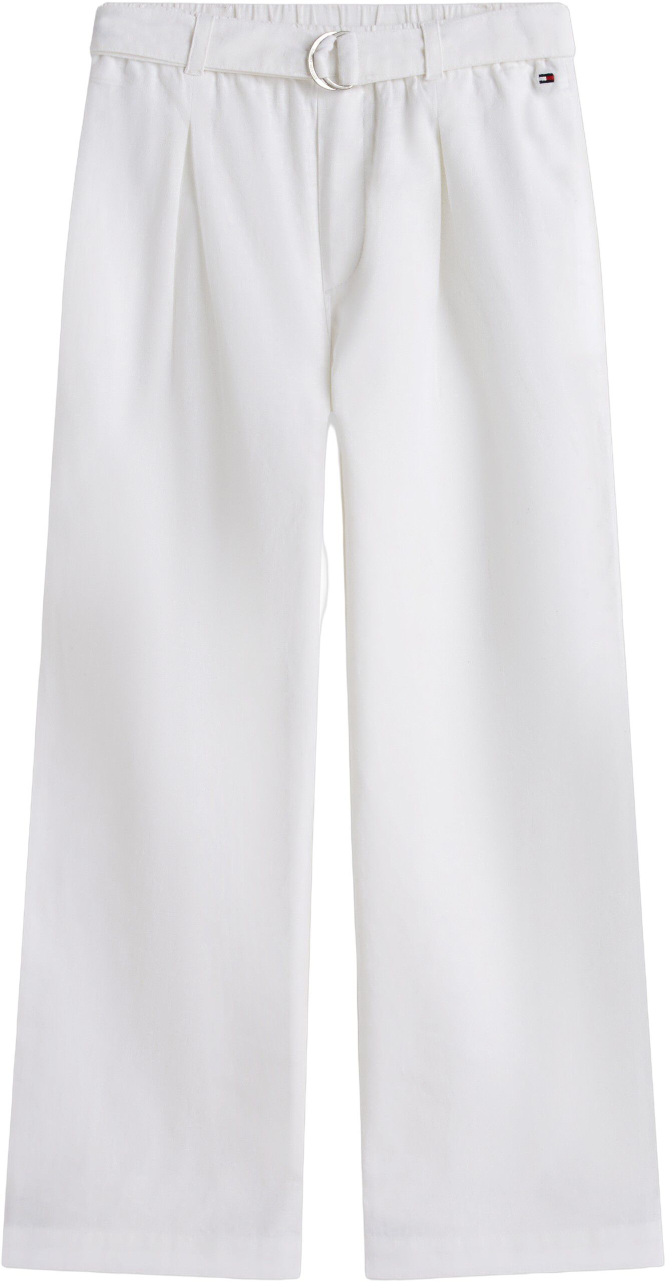 Belted Wide Leg Linen Blend Trousers