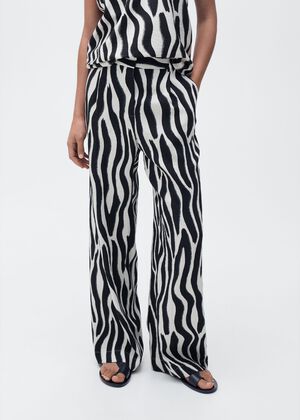 Zebra print straight trousers