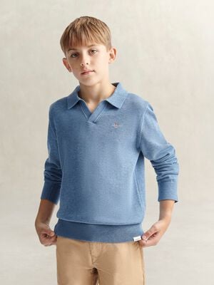 Shield Knitted V Neck Ls Polo