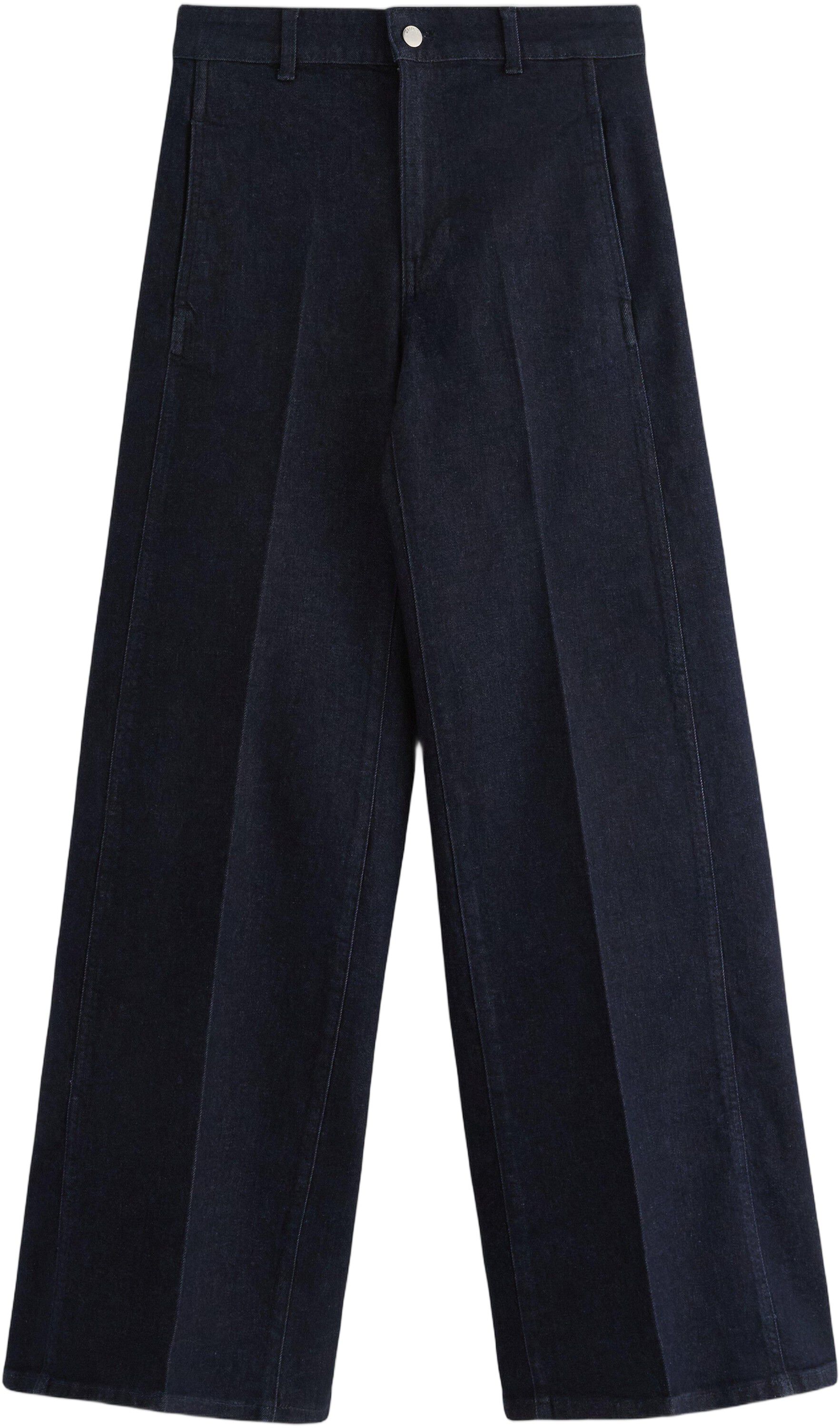 Trousers denim wide crease rin