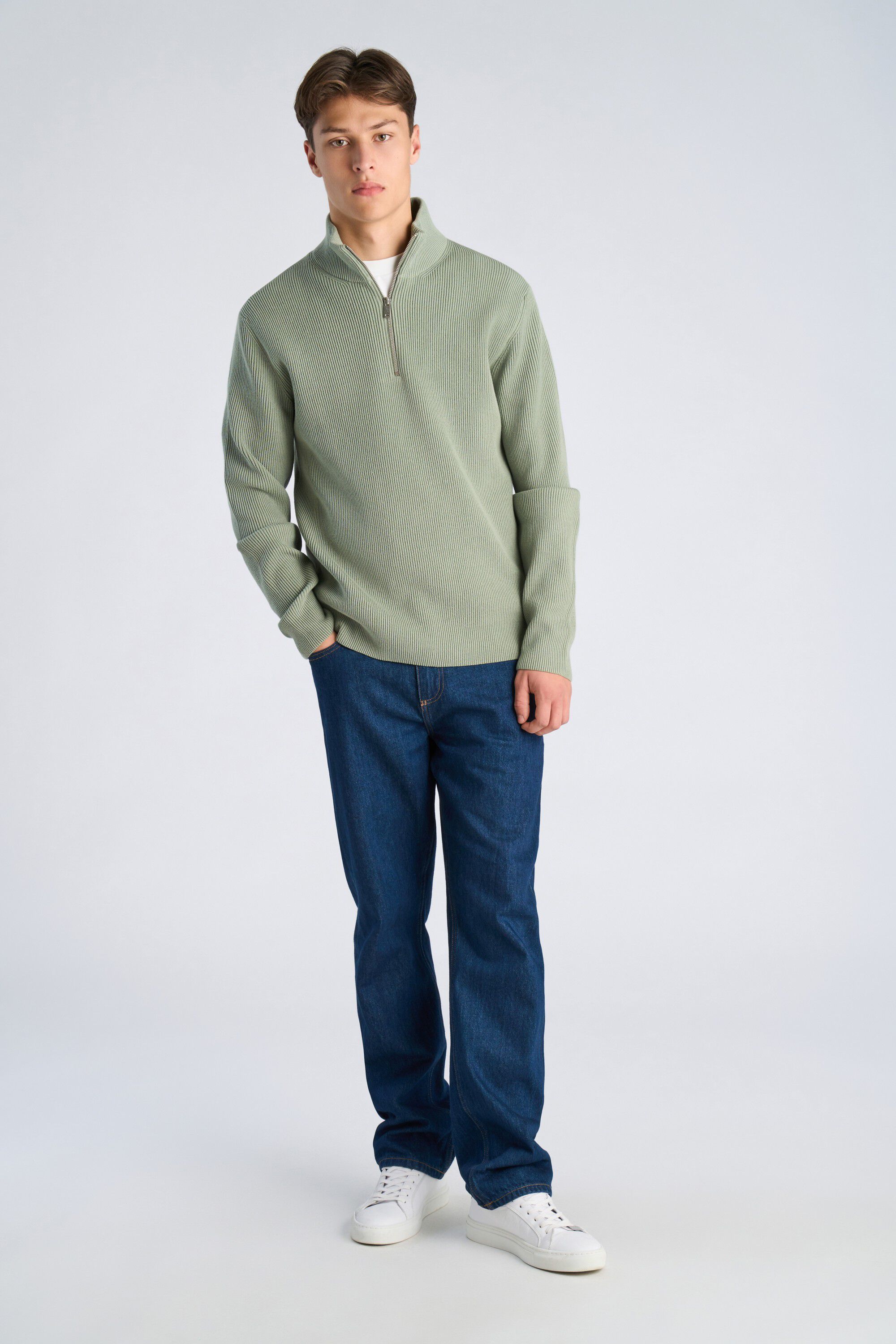 Half zip rib knit
