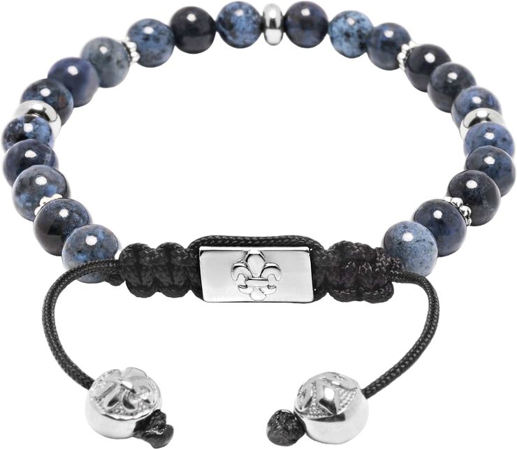 Men's Beaded Bracelet With Blue Dumortierite And Silver