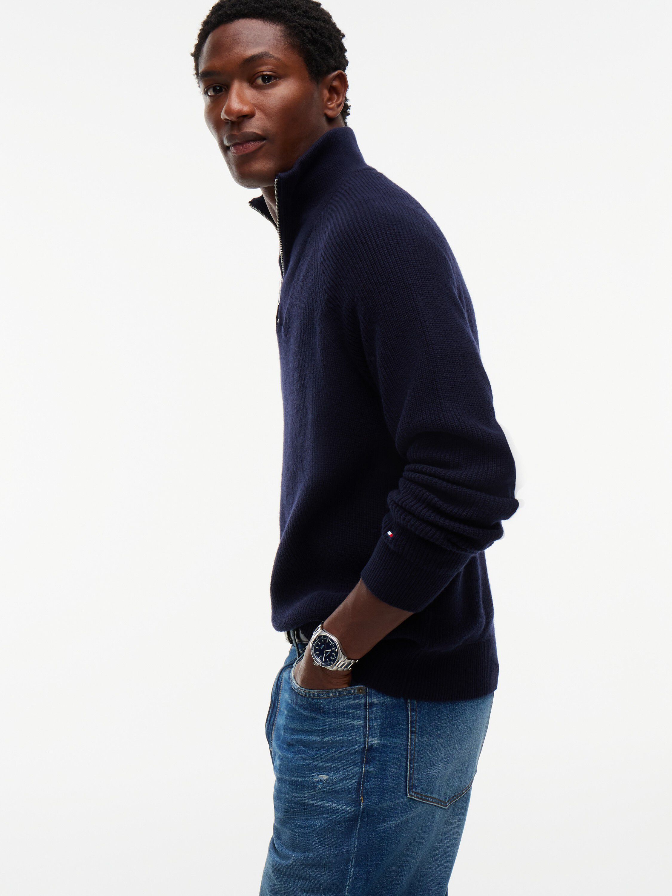FISHERMAN RIB ZIP MOCK