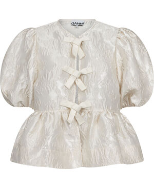 Satin Cloque Peplum Blouse