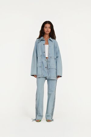 LACED STRAIGHT LEG JEANS