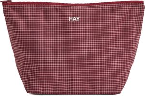 Grid Pouch-Medium-Burgundy