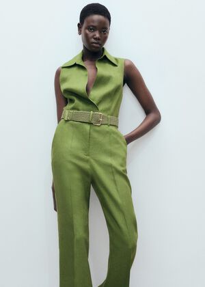 Shirt jumpsuit with belt
