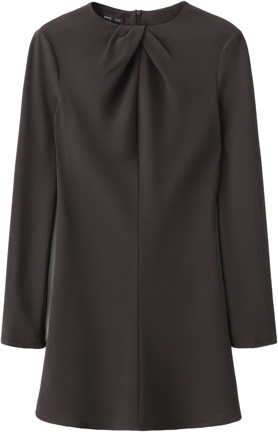 Long-sleeved dress with draped neck