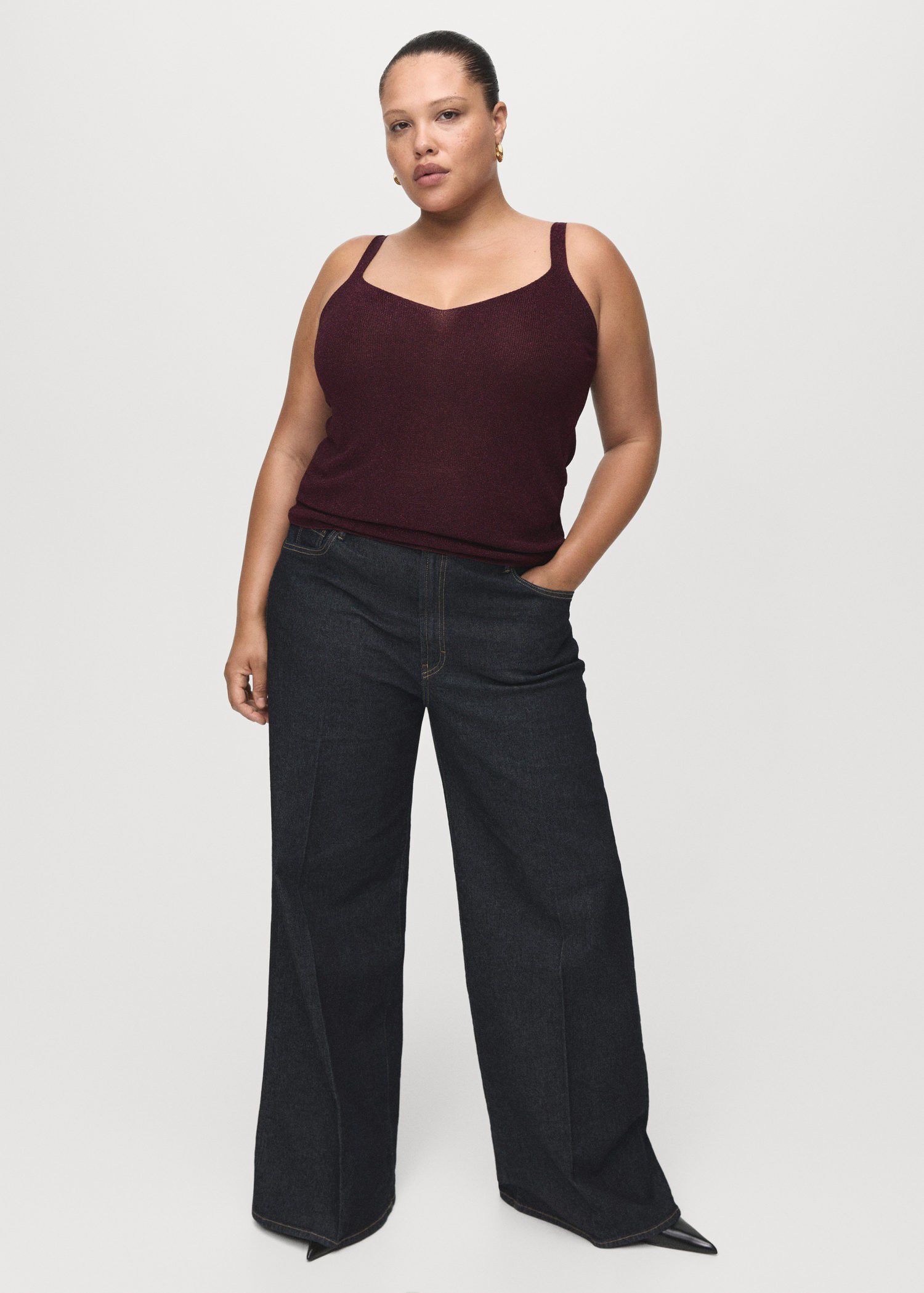 Lurex knitted V-neck top