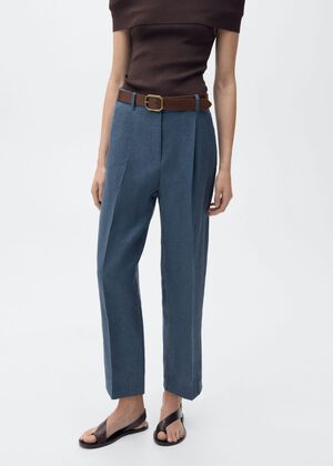 Straight linen trousers with dart d