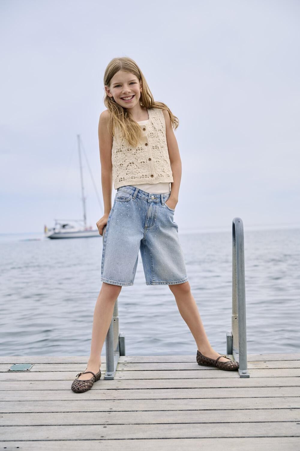 KOGSONNY HW WIDE RHINST DNM SHORTS