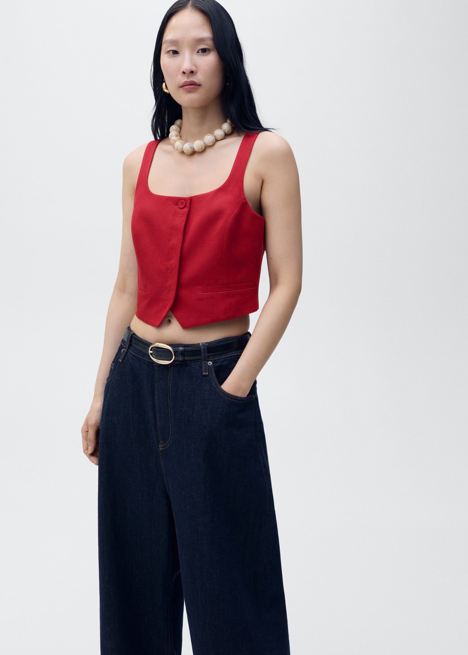 Linen-blend suit waistcoat