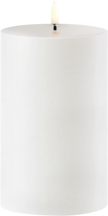 Outdoor LED pillar candle, White, 8,4x15 cm