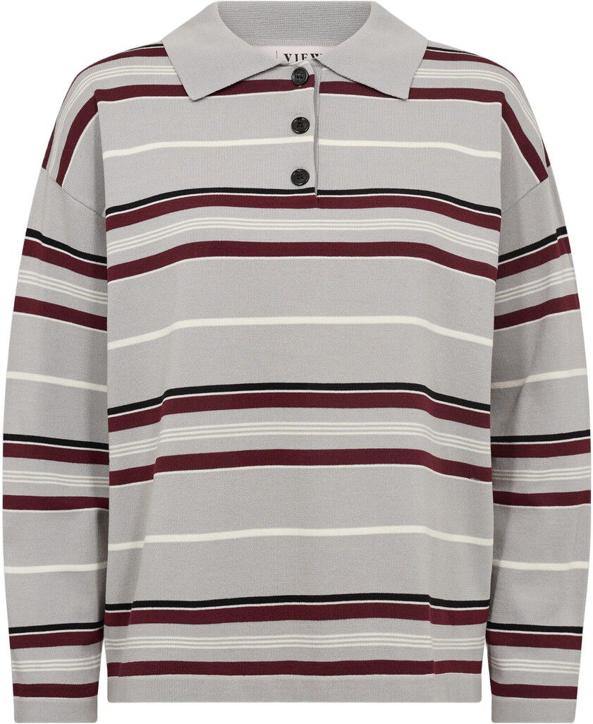 Polo long sleeve stripe knit blouse