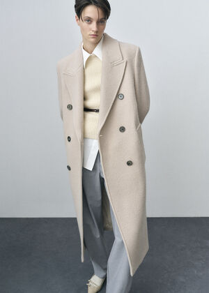 Double-breasted virgin wool coat