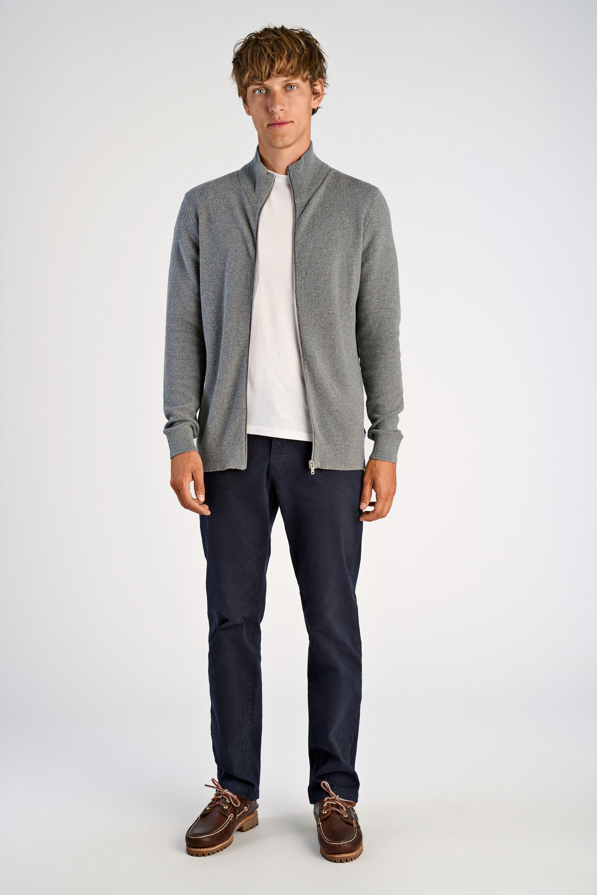 Recycle structure zip cardigan