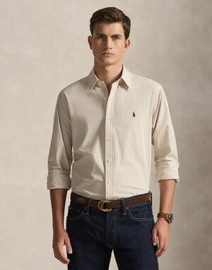 Custom Fit Striped Stretch Poplin Shirt
