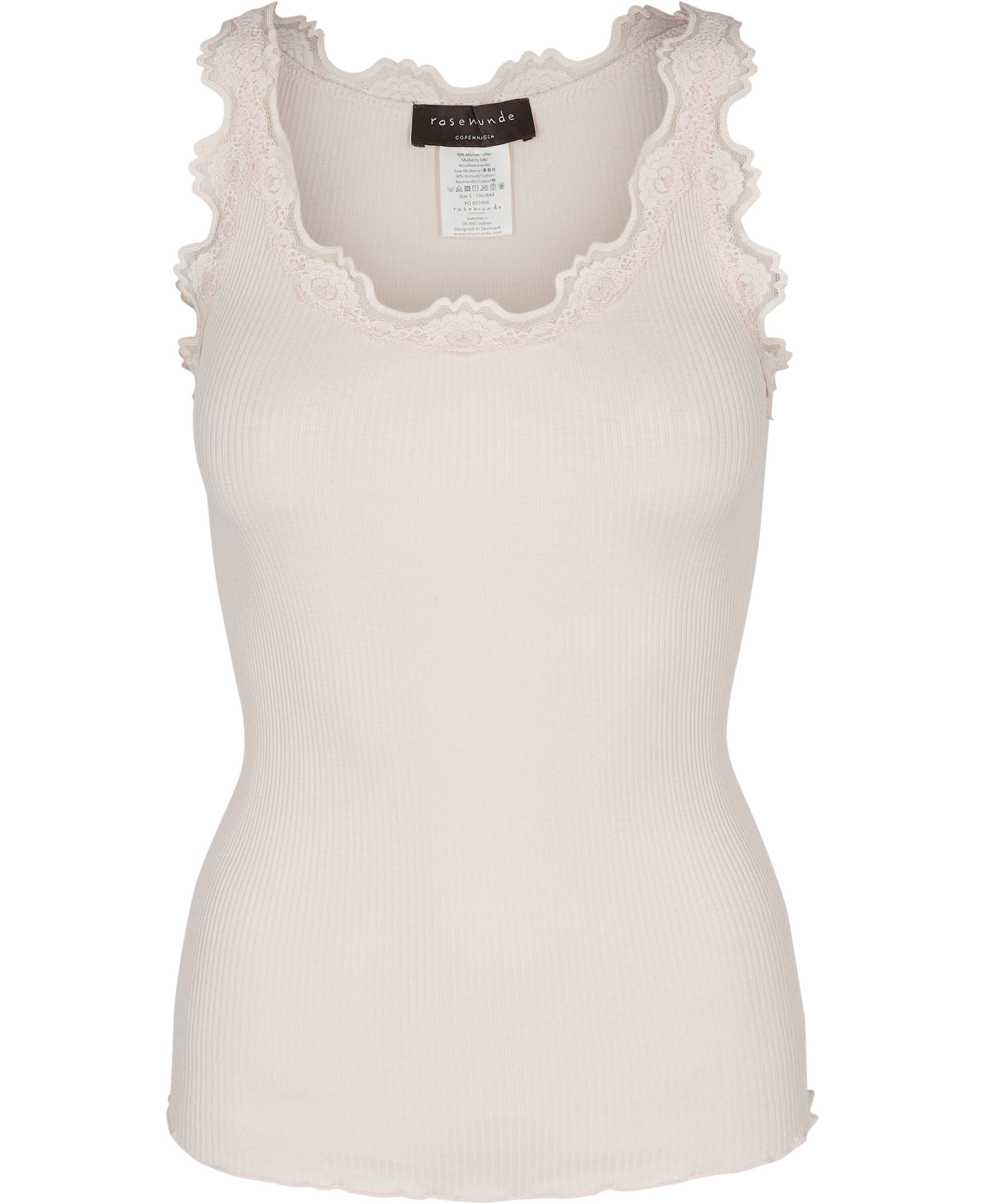 Silk top regular w/vintage lace