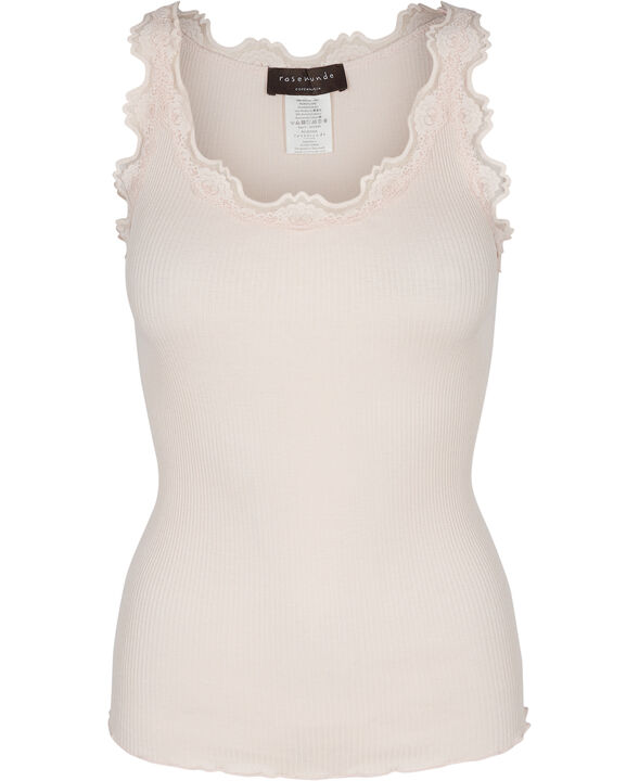 Silk top regular w/vintage lace