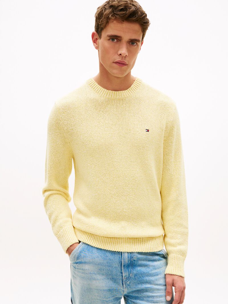 Two-Tone Bouclé Relaxed Crew Neck Jumper