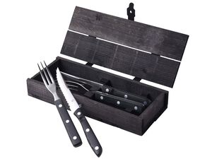 Steakbestik/grillbestik Old Farmer black 4 dele Sort/Stål