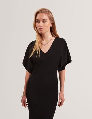 REBEXXA Neck Knitted Midi Dress