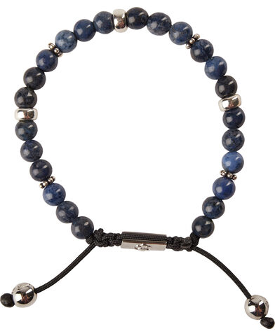 Men's Beaded Bracelet With Blue Dumortierite And Silver