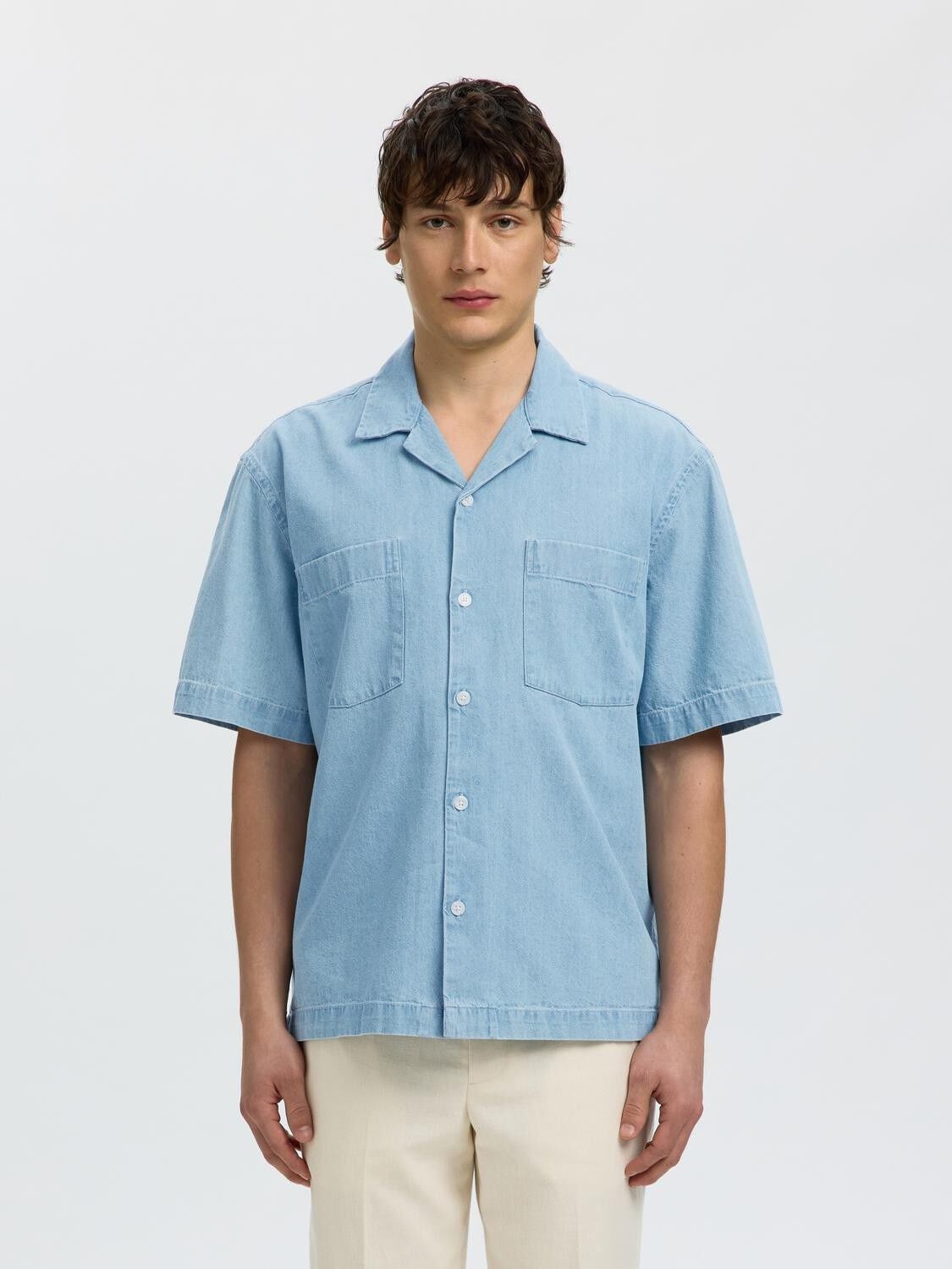 SLHRLXCARLO DENIM SS SHIRT RESORT