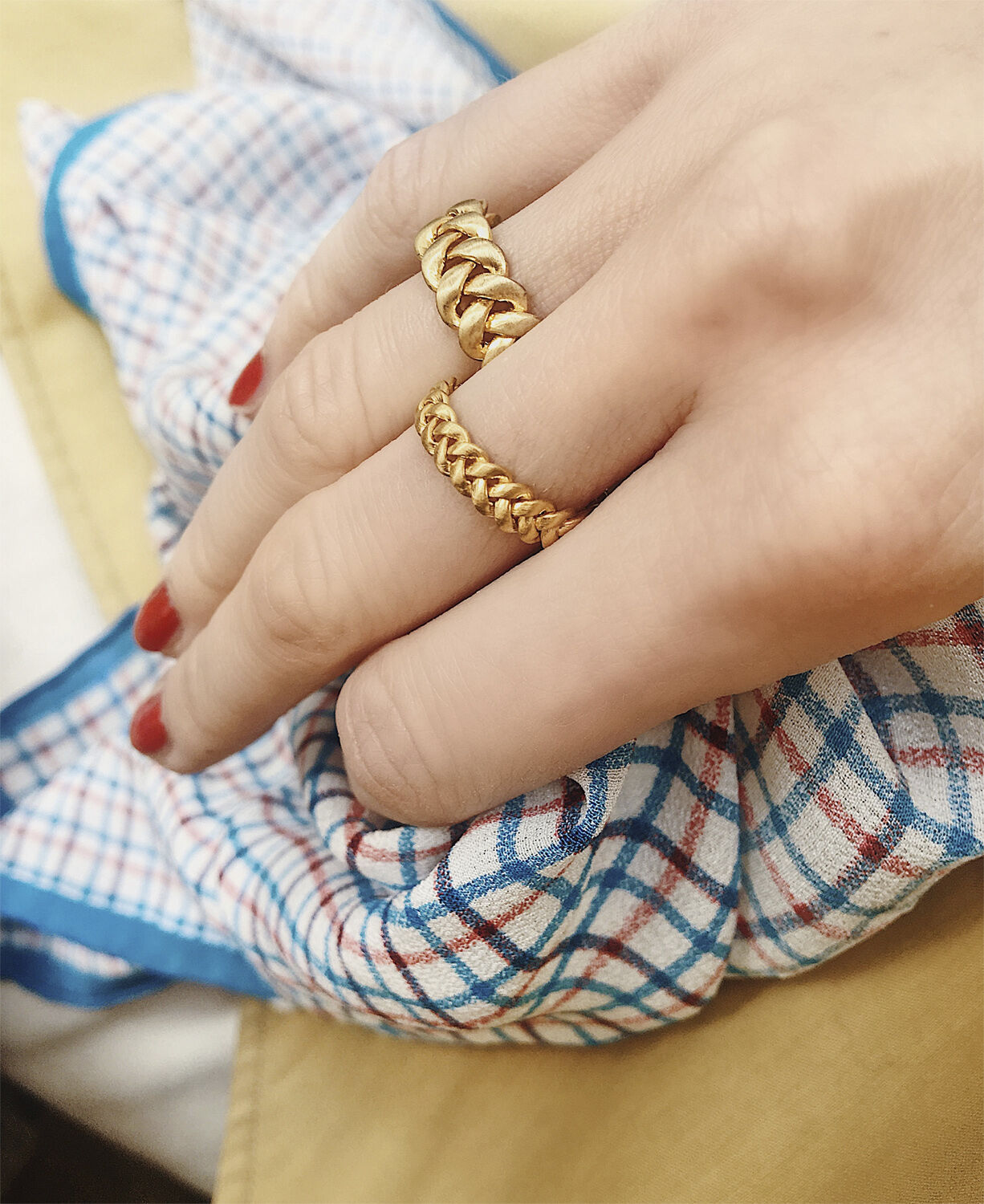 Big Braided Ring, gold-plated sterling silver - 46