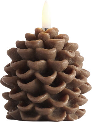 LED candle Pine cone, Brown, Smooth, 7x7 cm