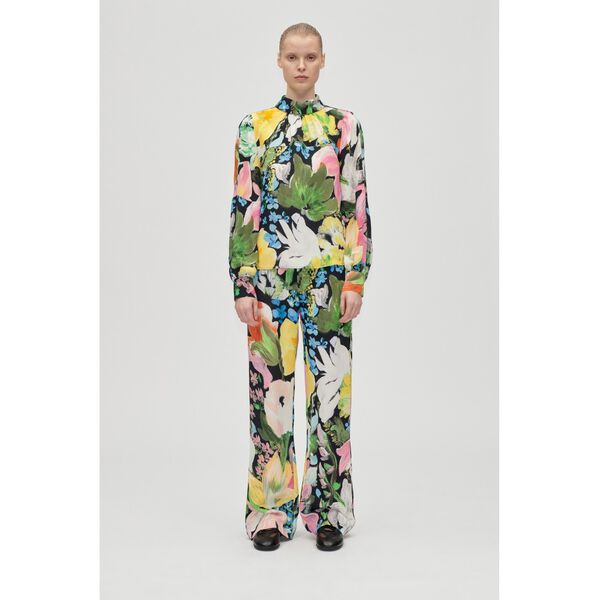 2436 Heavy Dry Viscose, Gathered Long Sleeve Top