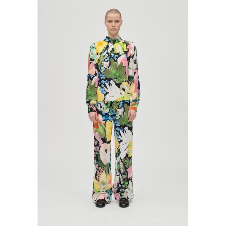 2436 Heavy Dry Viscose, Gathered Long Sleeve Top