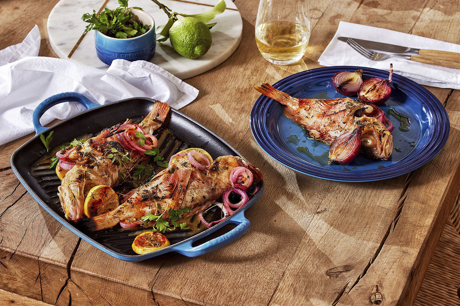 Kvadratisk grillpande 26cm Azure Blue