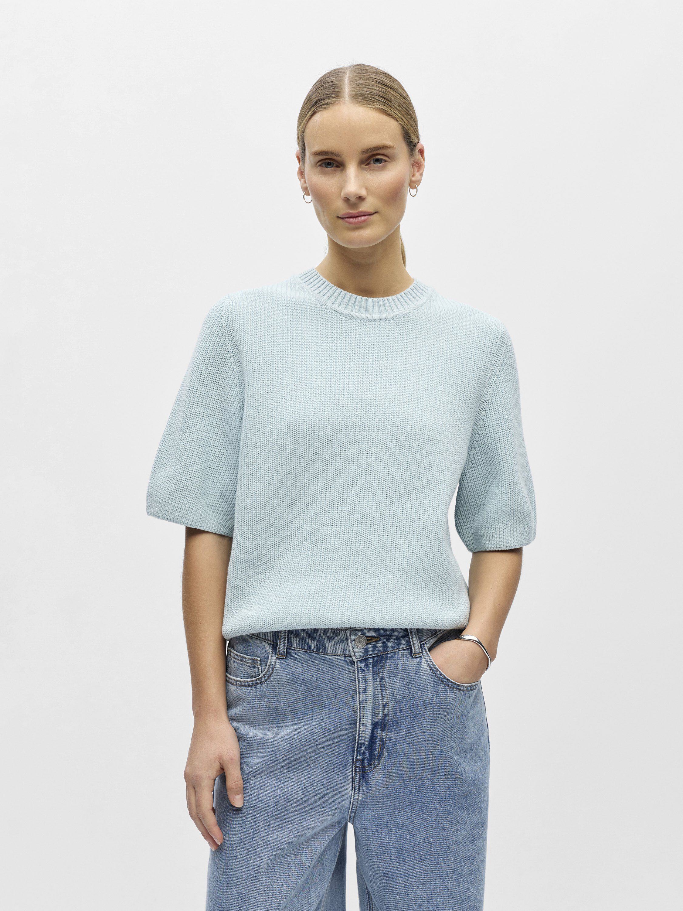 OBJFLO S/S RE KNIT PULLOVER NOOS