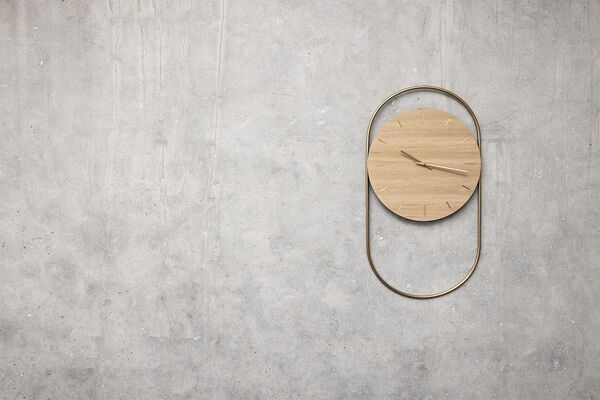 A-Wall Clock - Oak with brass ring