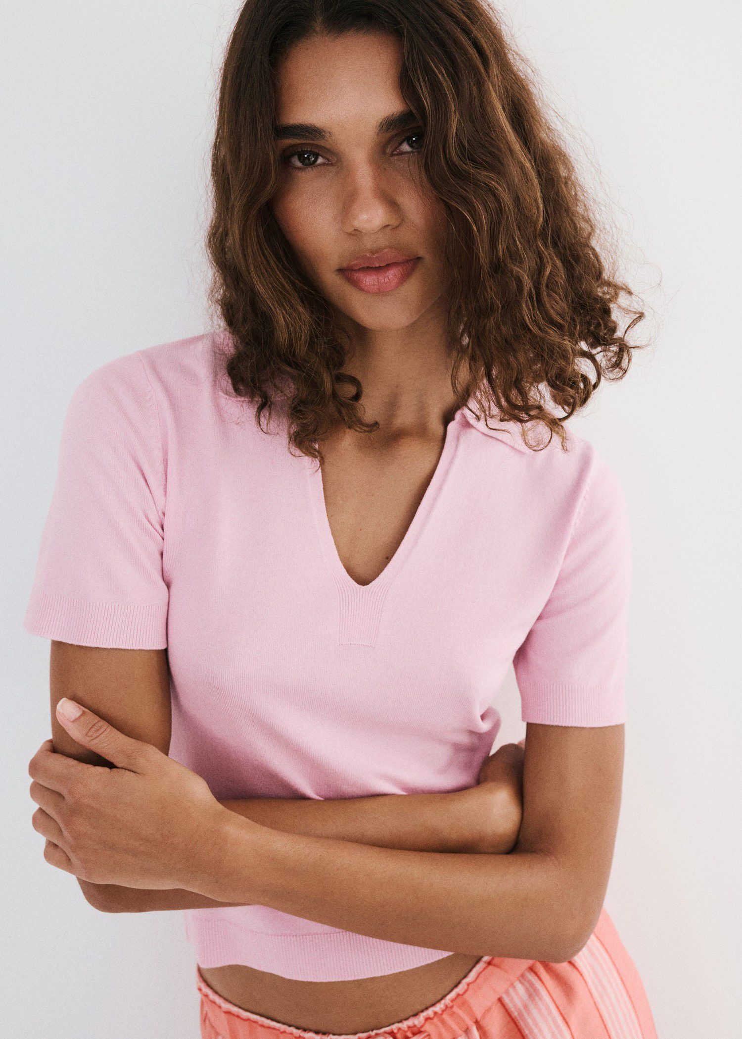 Fine-knit polo shirt