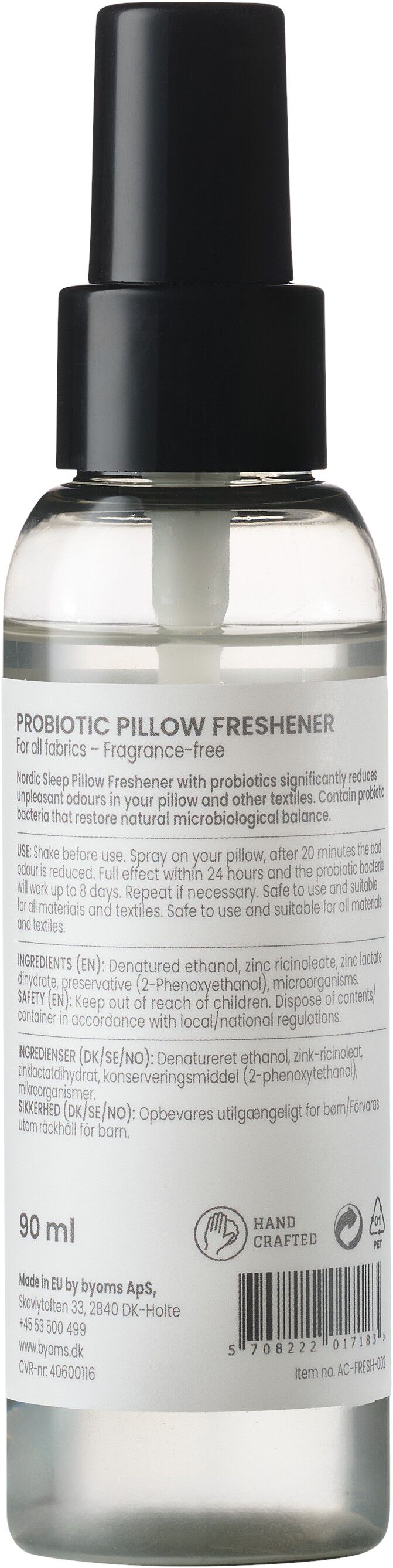 Nordic Sleep Probiotic Fabric Freshener Duftfri 90 ml.