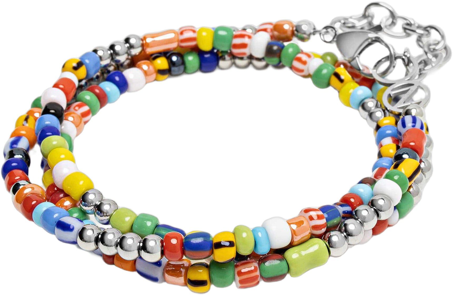 Men's Wrap Bracelet with Assorted Vintage Trifocal Beads and