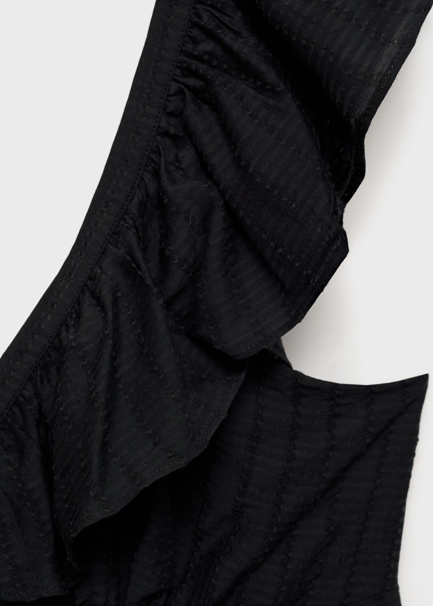 Long dress with ruffle neckline