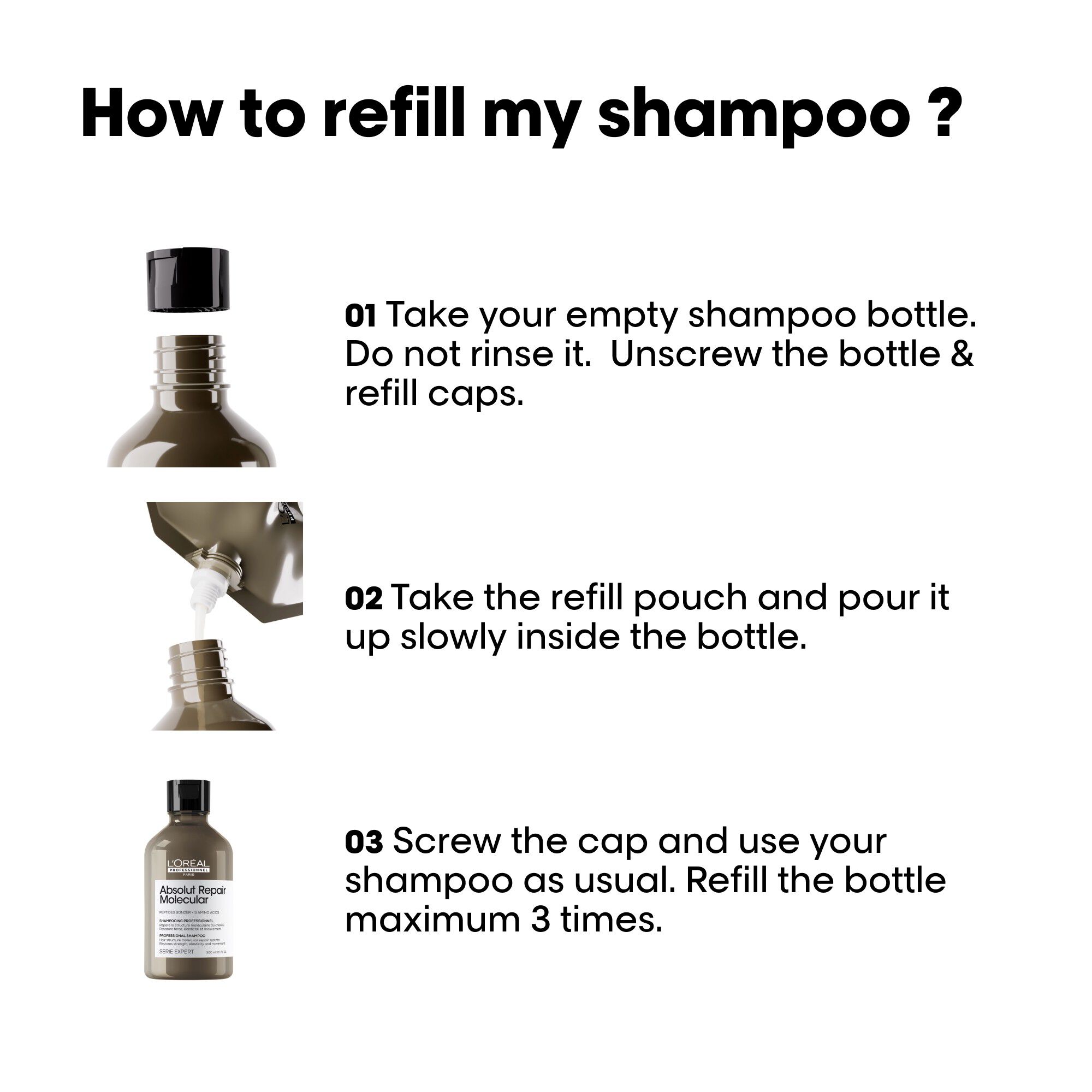 L'Or&eacute;al Professionnel Absolut Repair Molecular Shampoo Refill 500ml