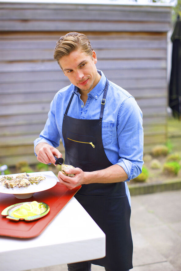 Klassisk 100% læder Forklæde SORT