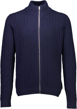 Recycle cabel knit zip cardiga